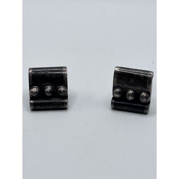 Vintage Cufflinks 940 Sterling Silver Signed Hector Aguilar Modernist Handmade
